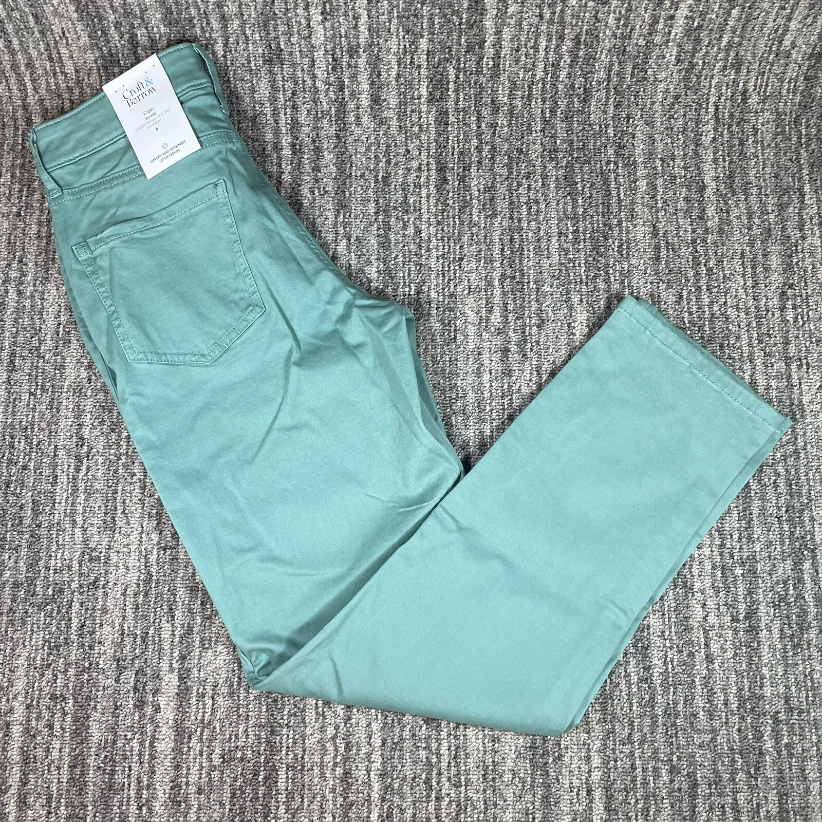 Croft & Barrow Mid-Rise River Green Women's Size 6 Capri Pants Midcalf $44