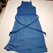 LOFT Sleeveless Midi Dress Women's Size 6 Blue Tie Waist