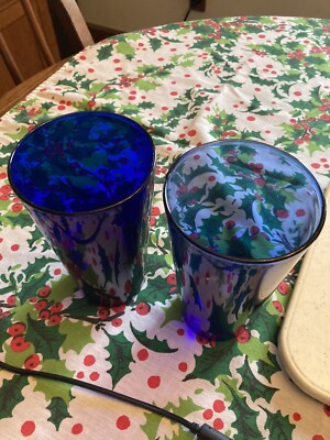 2 cobalt blue flared tumblers. Ice tea glass 6 in. high. | eBay