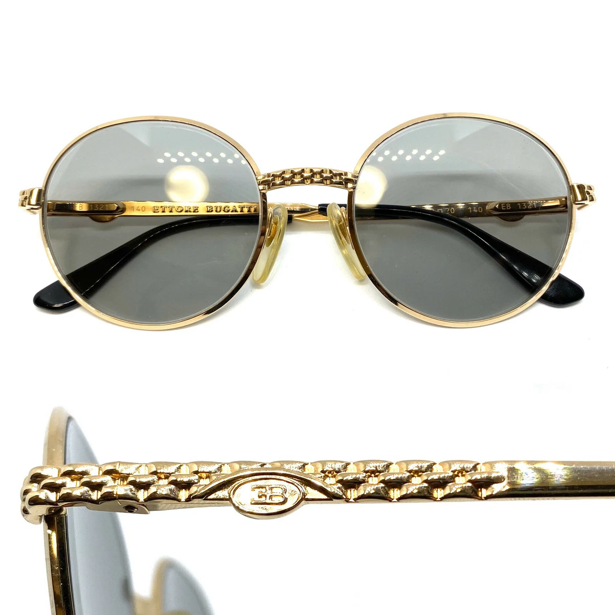 1980s ETTORE BUGATTI EB 508 GOLD Vintage Eyeglasses Sunglasses MIGOS 21217