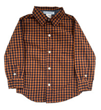 Janie  Jack "Countryside Classic" Vintage Orange Rust Check Shirt, 18-24 mos.