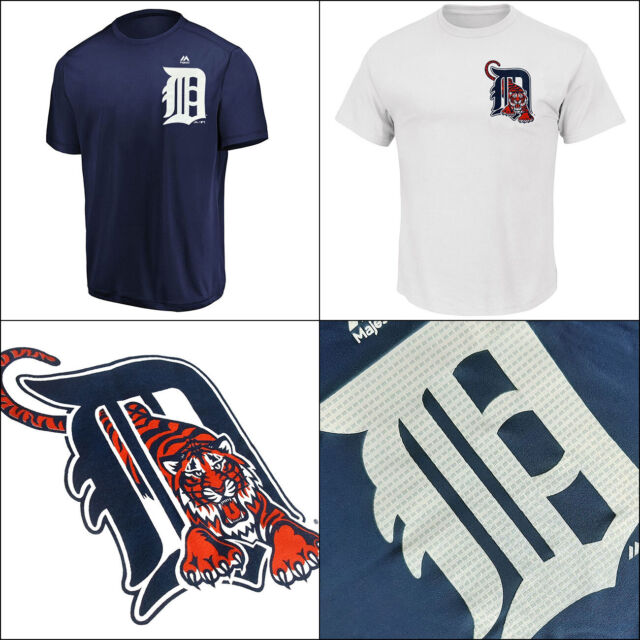 Majestic MLB Detroit Tigers Vintage Logo PLUS Cool Base Performance T shirts Majestic MLB Detroit Tigers Vintage Logo PLUS Cool Base Performance T shirts