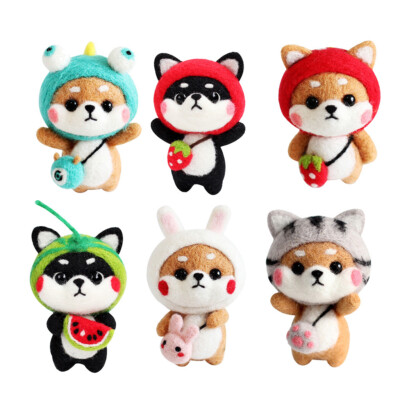 Tier Hund Shiba Inu Nadelfilzen Starter Kits Filzen Wollnadeln Handspinnen DIY