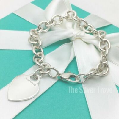 Tiffany Herzanhänger Bettelarmband in Sterlingsilber Rohling gravierbar Herz