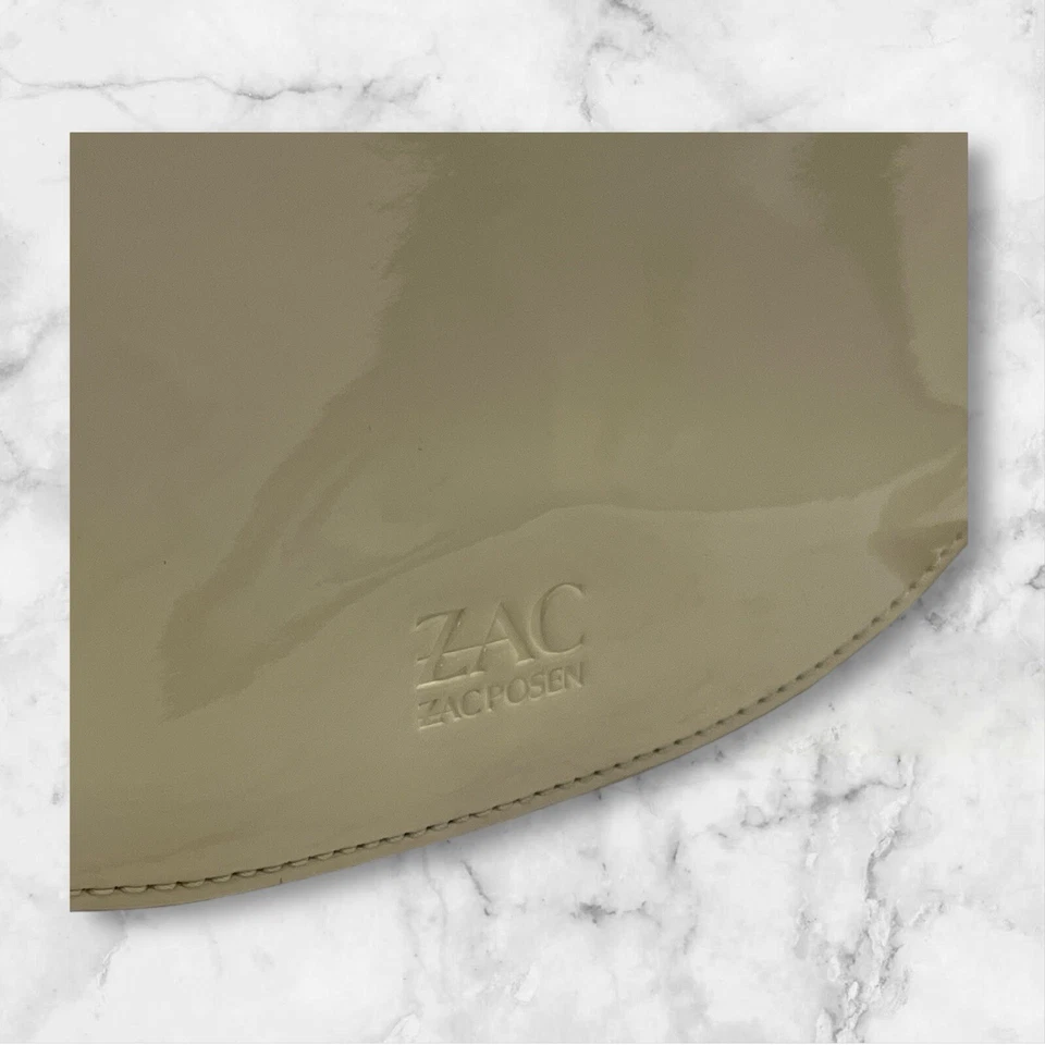VENTA Bolso de Mano Zac Zac Posen Blanco Marfil Estructurado Charol Media Luna Cartera Foto 4 de 4