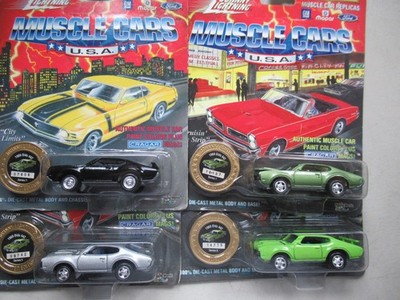4 DIFFERENT JOHNNY LIGHTNING MUSCLE CARS USA 1969 OLDSMOBILE 442 VINTAGE 1:64