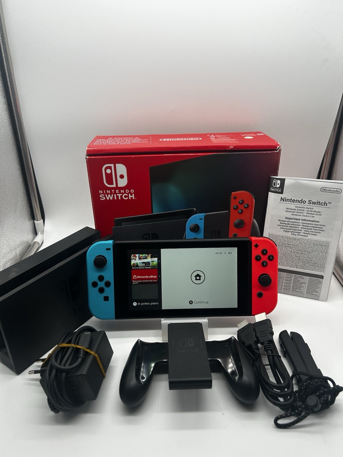 Nintendo Switch V2 Console Blu Rossa Completa Scatola Originale e Accessori