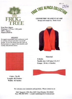 Frog Tree Knitting Pattern FT-3 - Geometric Seamen's Scarf