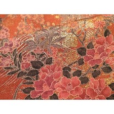 Heiwaya Kimono Small Pattern Landscape Flower Gold Silver Used Japan