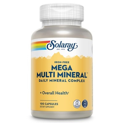 SOLARAY Mega Multi Mineral, Iron Free - Daily 100 Count (Pack of 1), No Color