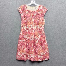 Madewell Watercolor Painted Lace Bloom Dress Size 2 Orange and Pink Pockets