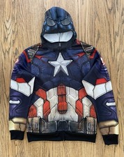 Avengers Captain America Full Face Hoodie Light Jacket. Men  s Small, Full Zip