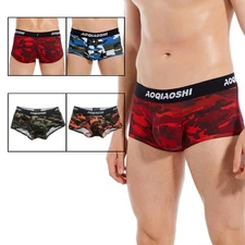 New Men's Boxer Briefs Cotton Camouflage Fashion Print Sexy Low Rise Underwear