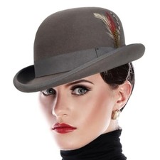 VECRY Wool Fedora Hats for Men Women Felt Church Bowler Derby Hat Grey Large