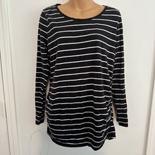 Bumpstart Black and White Striped Long Sleeve Maternity Top in L