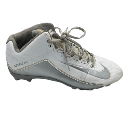 Nike Lacrosse Speedlax 5 807143-100 Mens 11.5 Football Cleats Silver White Shoes
