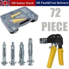72 PCS PLASTERBOARD FIXINGS SETTING TOOL CAVITY WALL ANCHOR PLUG GUN WITH SCREWS