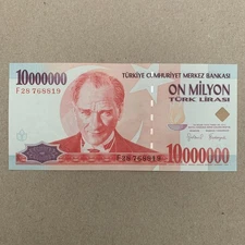 Turkey 10 Million Lira Banknote Turkish Currency Mustafa Kemal Ataturk Piri Reis