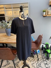 Hobbs Tailored Navy Blue Textured Shift Dress Knee Length Short Sleeve Work 14