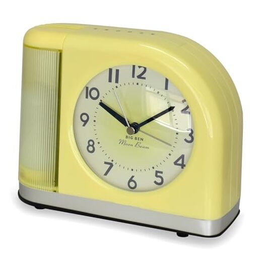 Big Ben Moon Beam Quartz Analog Alarm Clock with USB 44000Y Yellow