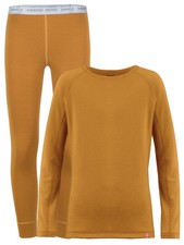 Wooly Kid's Thermal Underwear Set Soft Merino Wool Mustard Ages 2-10yo