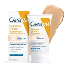 CeraVe Hydrating Mineral Sunscreen SPF 30 *01/2027*with Sheer Tint, Tinted