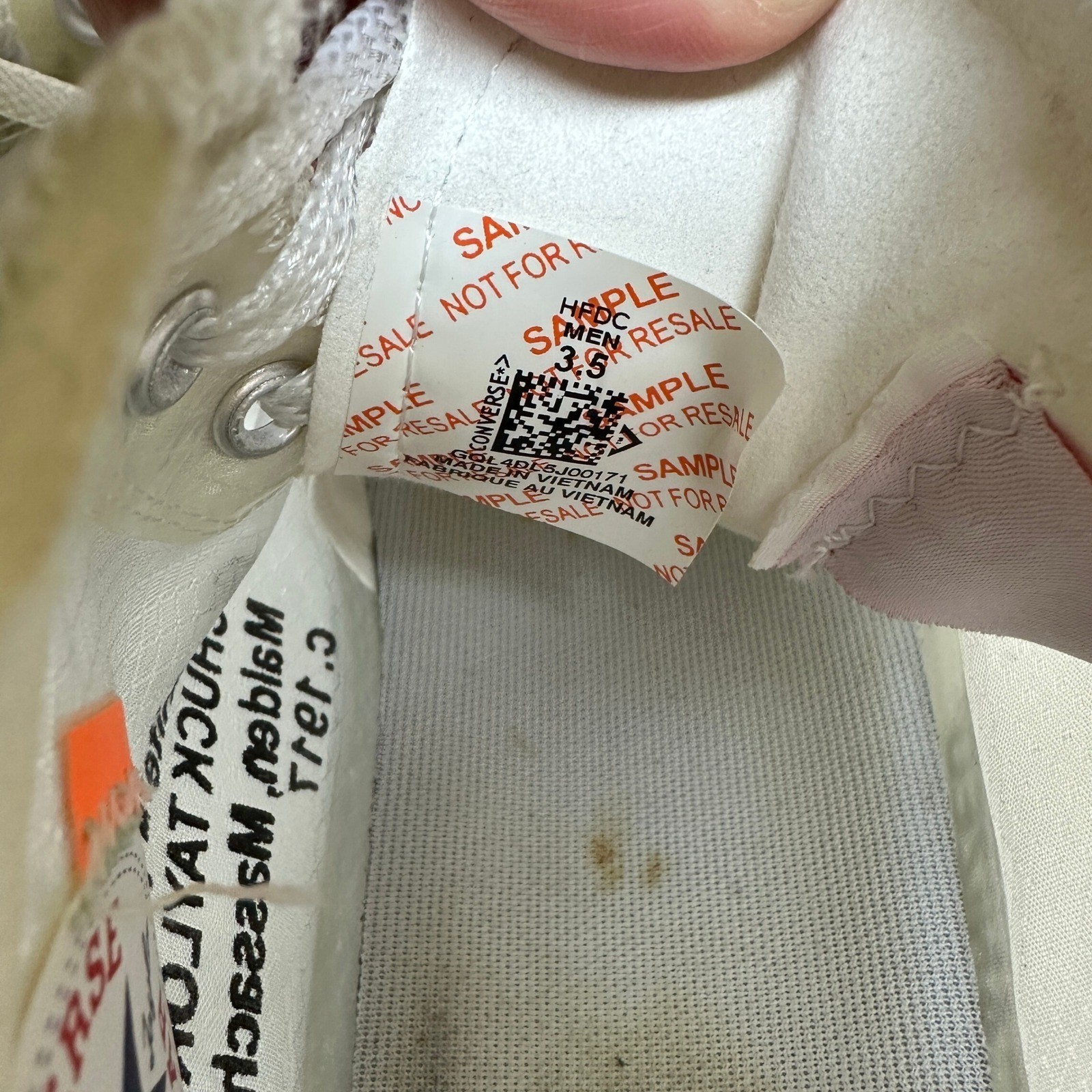 Off White x Converse The Ten Chuck Taylor All Star Vulcanized Hi Top SAMPLE 5.5 image 3