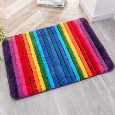 Rainbow Bath Mat Colorful Striped Floor Bathroom Rugs Super Soft and Absorbent M