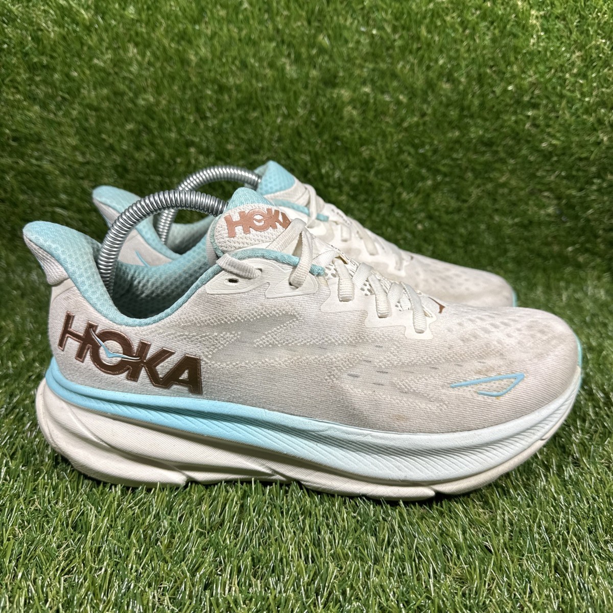 Hoka One One Clifton 6 White & Gold Rose Running Sneakers Shoes Size 11 HOKA Women main image 2