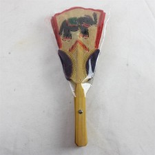 Leather Tribal Folding Hand Fan 8.5" Elephant Design Sealed New Without Tags