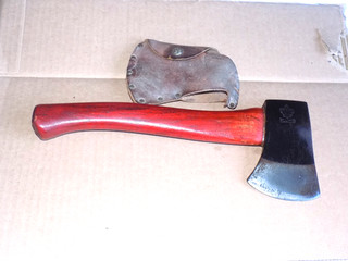 Boy Scout of America Plumb Official Scout Axe. Hatchet BSA logo leather sheath