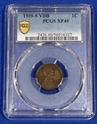 1909-S VDB PCGS Xf-40 BN Cent Lincoln Penny 1¢ Coin