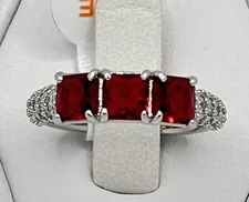 Ring Bomb Party Rbp4501 "The Lisa Ring" Lab Garnet Rhodium Plated Ring Sz 6