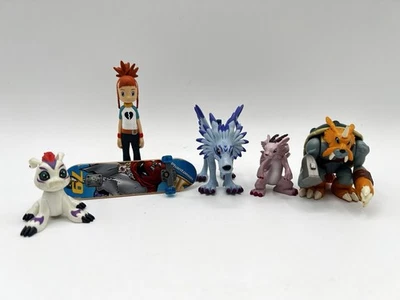 Digimon Figuren Lot Garurumon Terriermon Rika + Mini Skateboard gemischt Spielzeug Anime - Bild 1 von 4
