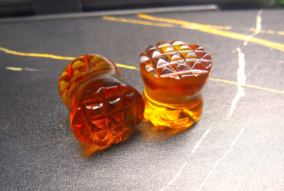 Topacio Dorado Túneles Medidores de Oreja Tapones Pendientes, Tapones Pendientes Bes Foto 2 de 4