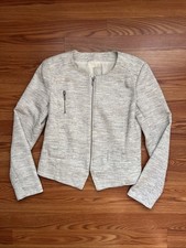 Halogen Small Cream Blazer Long sleeve office zip up jacket