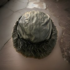 Vintage Wilson's Black Leather/Fur Soft Hat Cap S/M