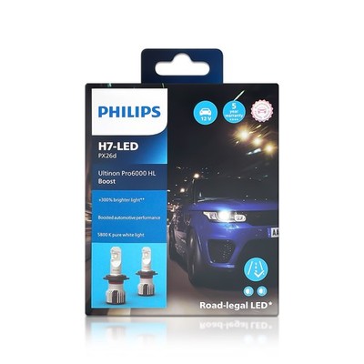 Philips Ultinon PRO6000 HL BOOST H7 LED Headlight Bulbs 5800K 11972U60BX2 2-Pack