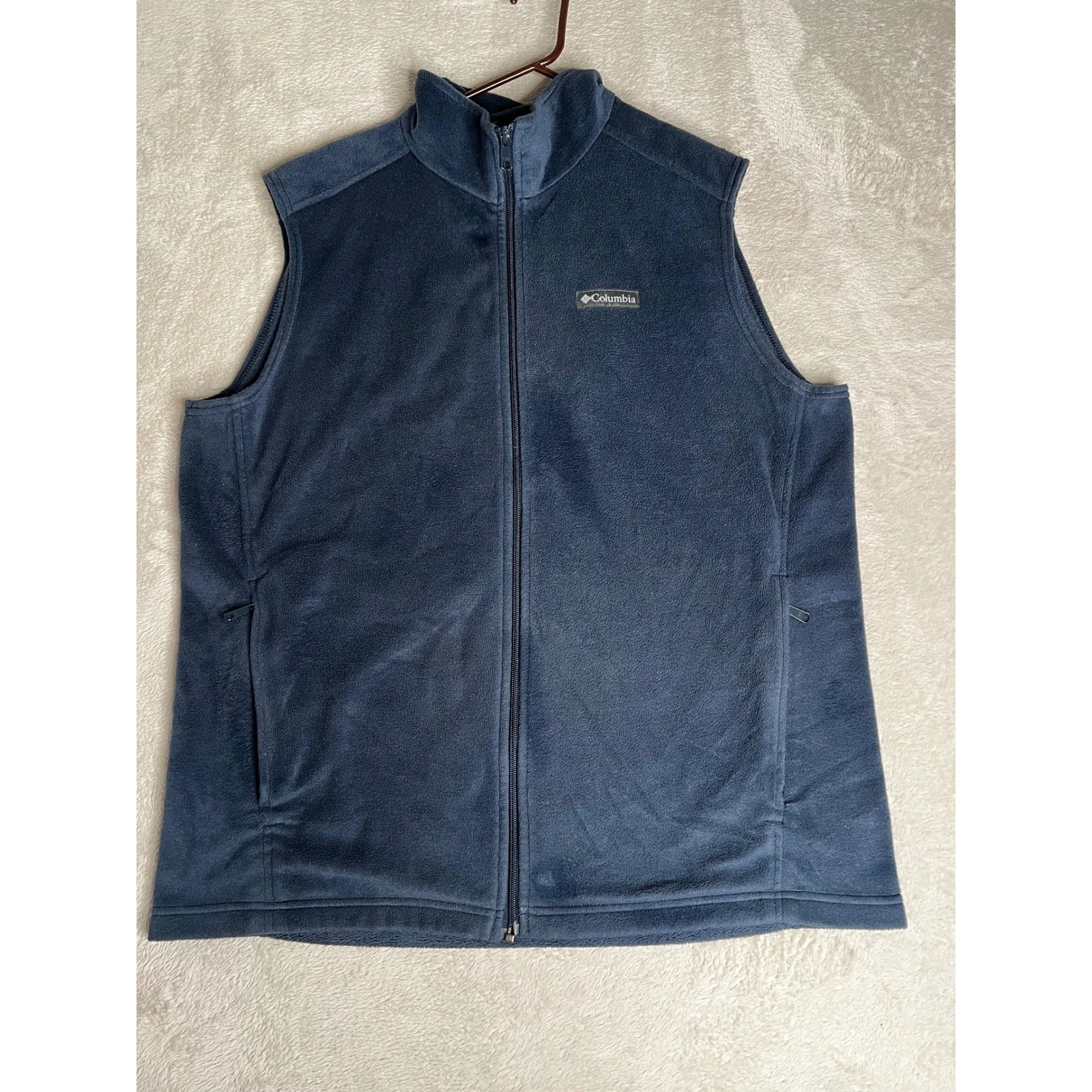 Columbia Fleece Vest Men's XL Navy Blue Zip Up Sleeveless Outdoor Layer