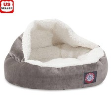 Cozy Cat Bed Canopy Faux Suede Plush Sherpa Machine Washable Napping Nesting New