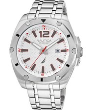 Orologio Uomo NAUTICA TIN CAN BAY NAPTCS221 Bracciale Acciaio Bianco Sub 100mt