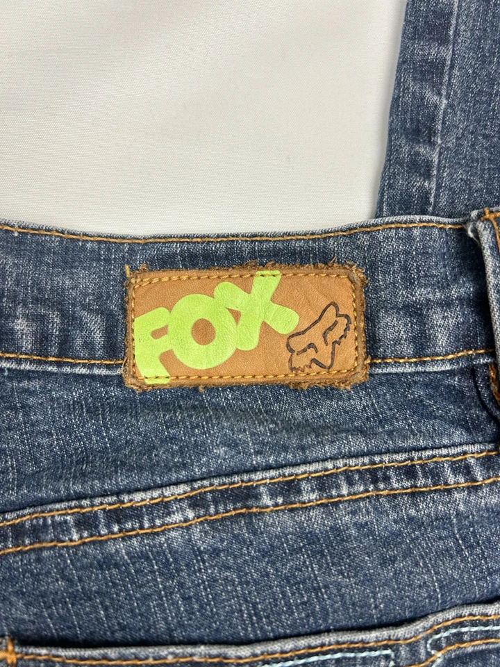 Редкие женские джинсы из денима Y2K FOX Racing с заниженной талией — отличная детализация! Размер: 7 - Изображение 3 из 4