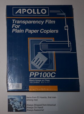 Apollo Plain Paper Copier Transparency Film 100 Sheets Letter Size