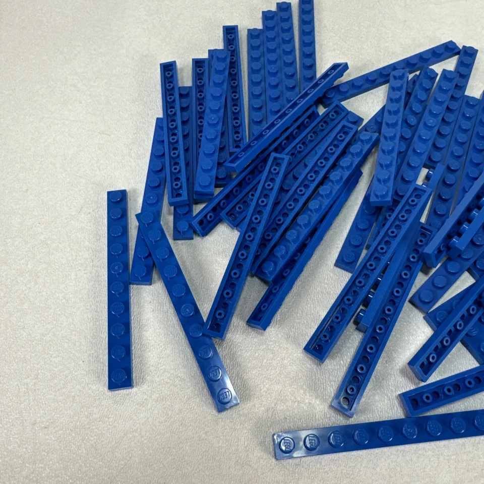 Bulk Lot of 53 LEGO Blue 1x10 Plates Pieces Parts - Image 3 of 4