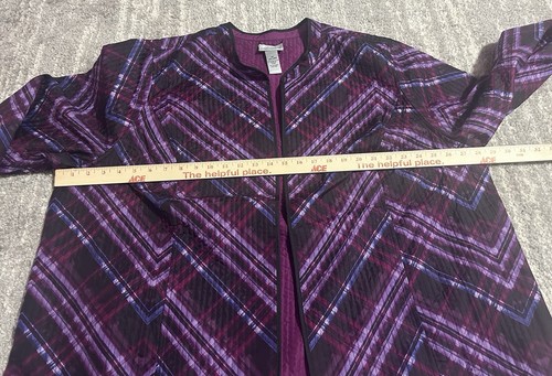 Catherines Jacket Sz 3X Open Front Lightweight Layer Casual Quilted Purple Plaid - Picture 5 of 7