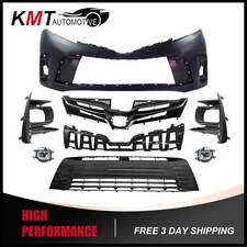 Front Bumper Cover Kit W/ Grille & Fog Light Fits 2018-2020 Toyota Sienna LE XLE