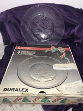 Les Verreries De Saint Gobain Duralex Set of 4 Noel Christmas Dessert Plates 8"
