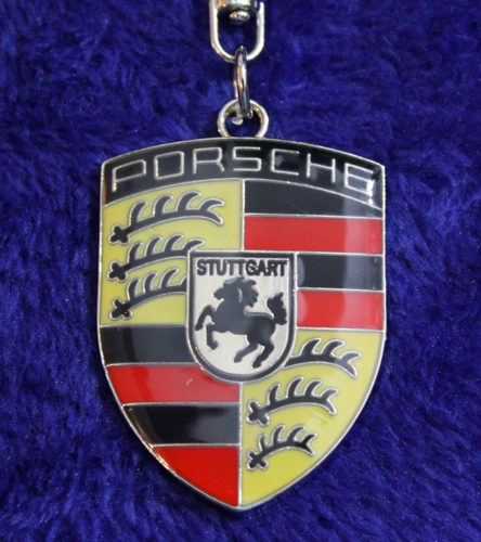 Light Metal Porsche License Plate Frame Key Fob Key Chain Accessory Crest - Picture 13 of 14
