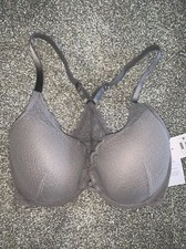 NWT Women s Auden Gray Lightly Lined Demi Racerback Bra Size 32DD