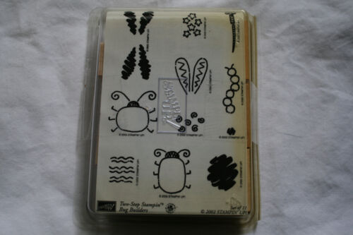 Lot of boxed wooden rubber stamps lady bugs caterpillars wings insects scrapbook - Afbeelding 1 van 3